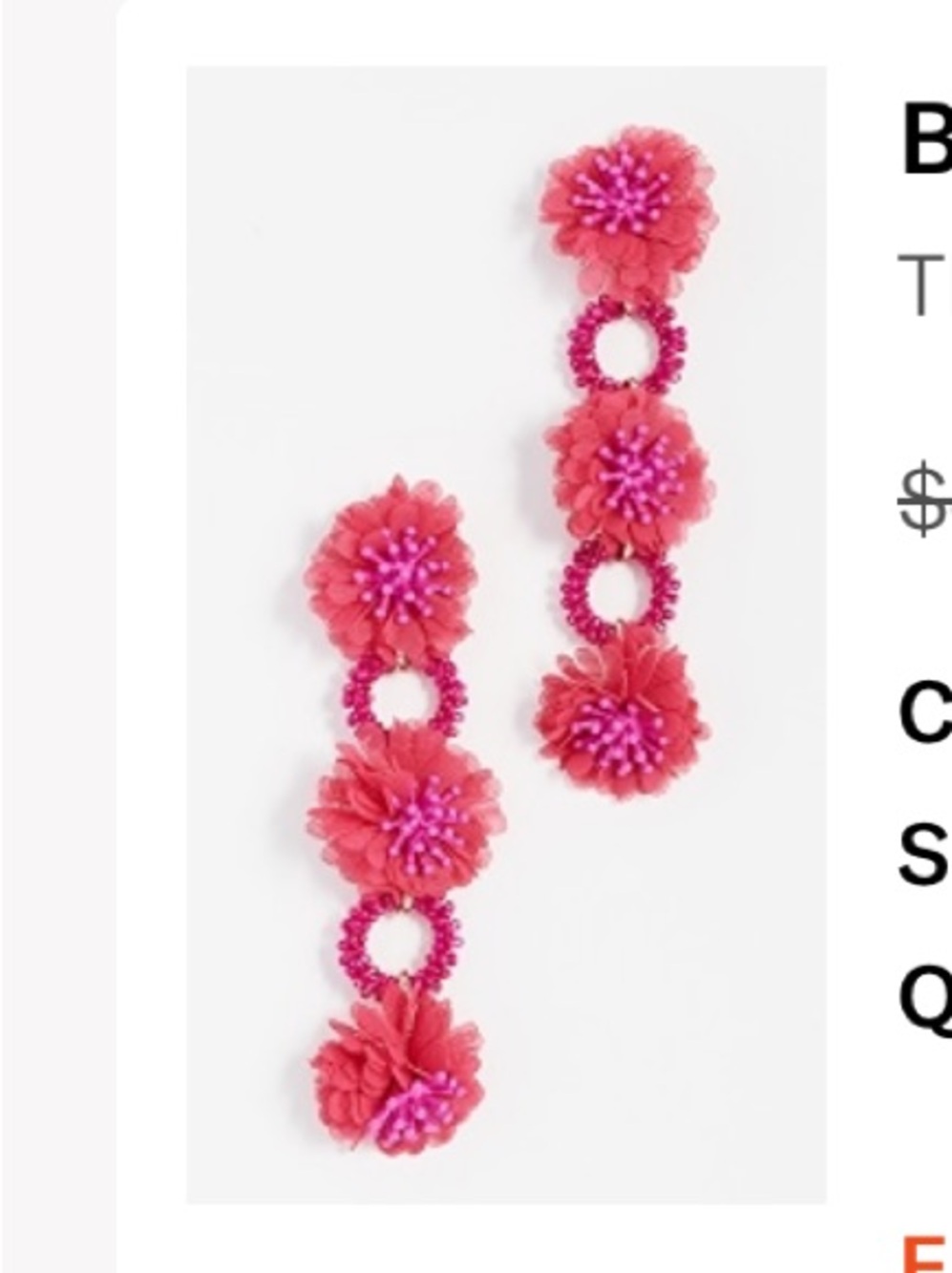 BaubleBar Three Flower Drop Beaded Statement Earrings